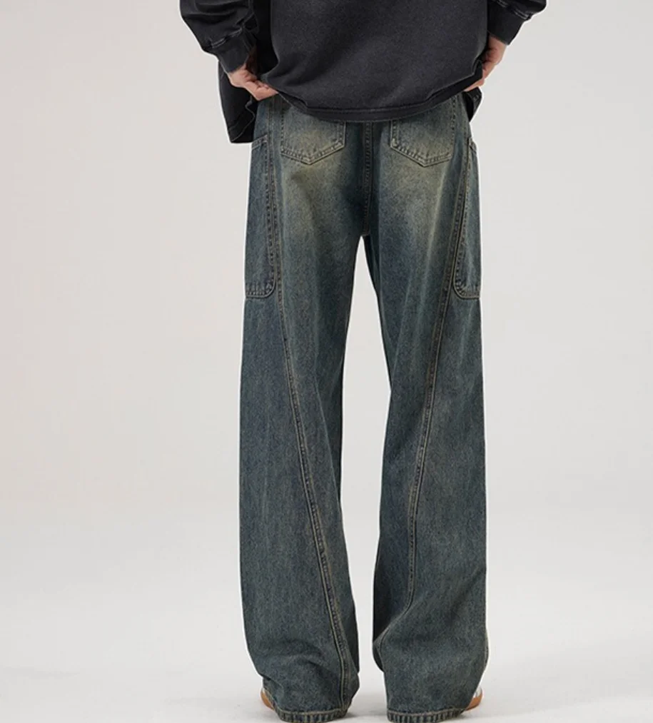 Male Clothes Popular Clothes  Baggy Retro Jeans Trendy  New High Street Loose Straight Pants