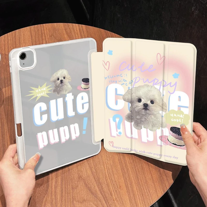 Cute Puppy Tablet Cover for IPad 10th Generation Ipad 2017 2018 9.7inch 10.2 7th 8th 9th Gen IPad Pro 11 2022 Tri-fold Funda