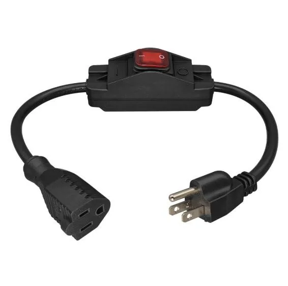 Robust 14AWG Extension Cord For nema 5-15P to 5-15R with Switch for Long Lasting Use in Garage Workshop and Indoor Spaces