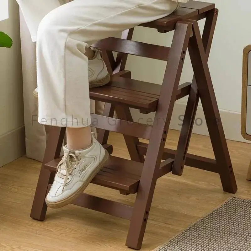 Plataformas, taburetes telescópicos, barra plegable para ático, escaleras pequeñas portátiles, Escada de bambú para interiores, muebles para el hogar Dobravel