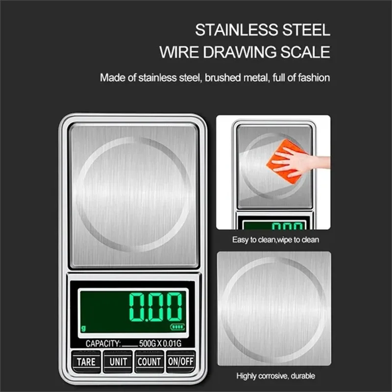 High Precision 0.01g/0.1g Portable Mini Pocket Jewelry Scale USB Rechargeable Digital Electronic Scale Weight Balance Gram Scale