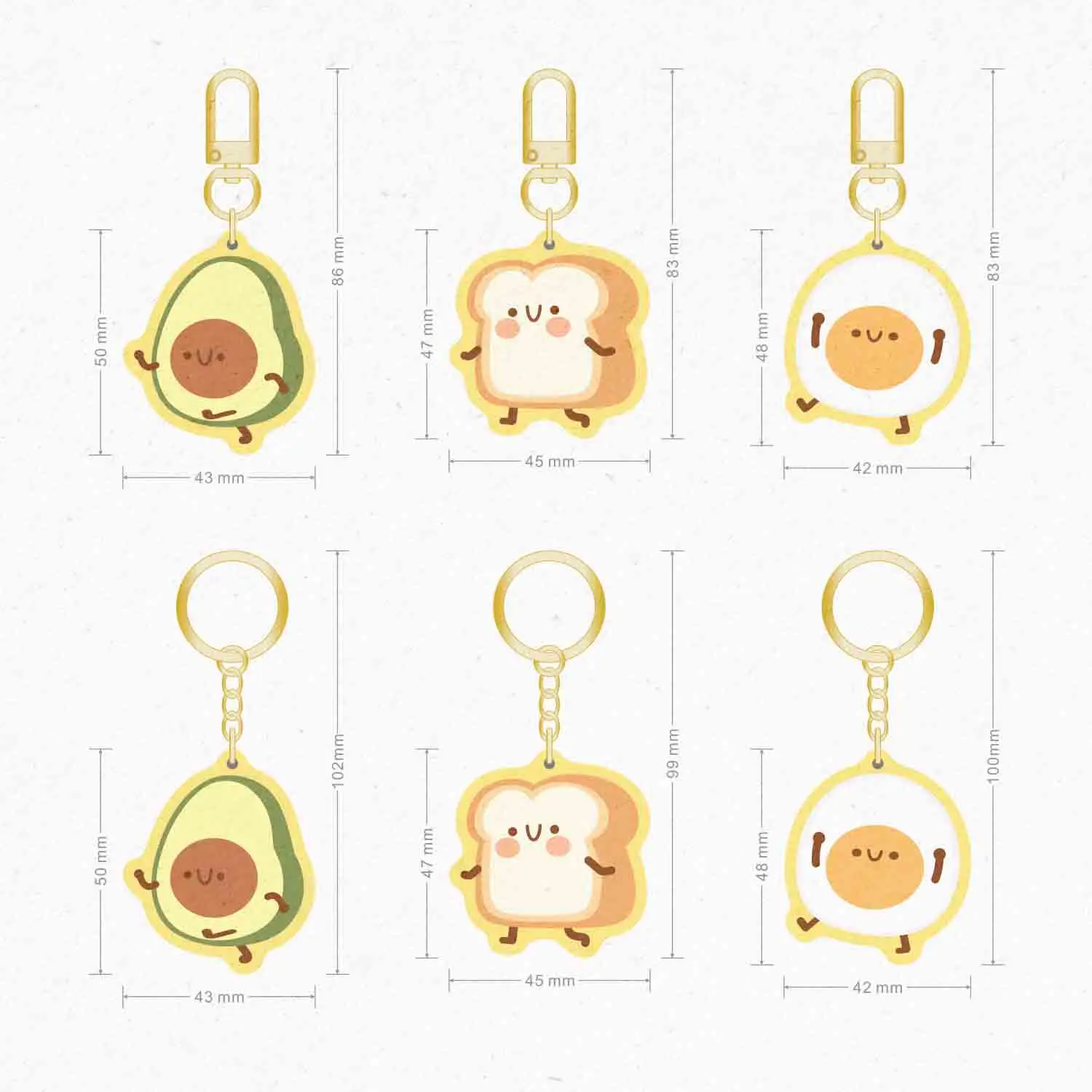 1 Piece Hanging on Embroidered Bread Fried Egg Avocado for Couple’s Bag School Bag Charms and Keychain TYPE 4-5 CM Creative Gift