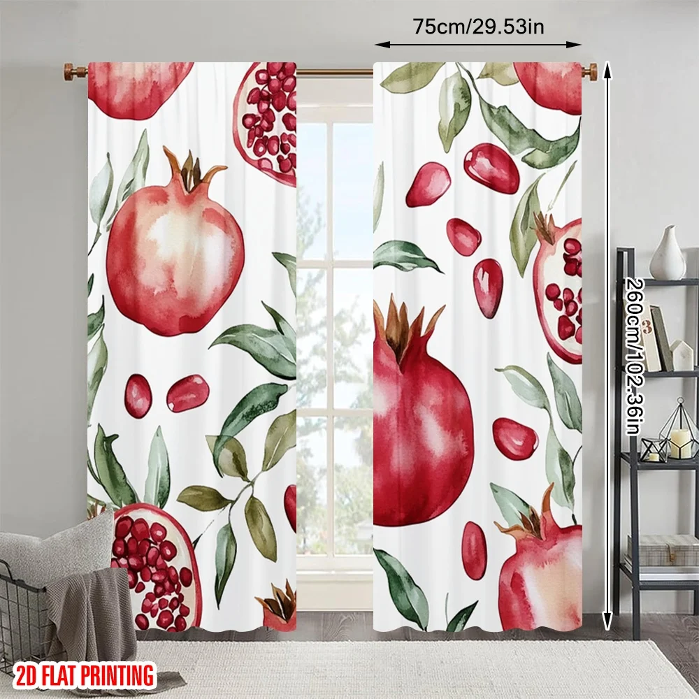 

2pc,2D plane printing Pattern Curtains Pomegranate Bliss Polyester Easy Install (without rod) Gifts Ldeal for Bedroom Living