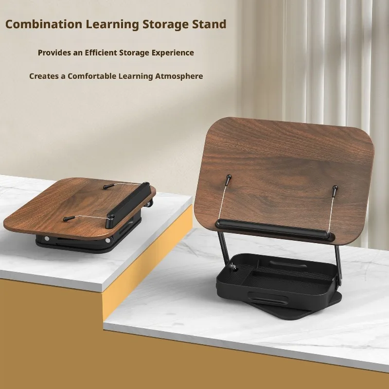 Multifunctional Book Stand 360 Rotation Storage Box Liftable Foldable Reading Rack for Children Desktop