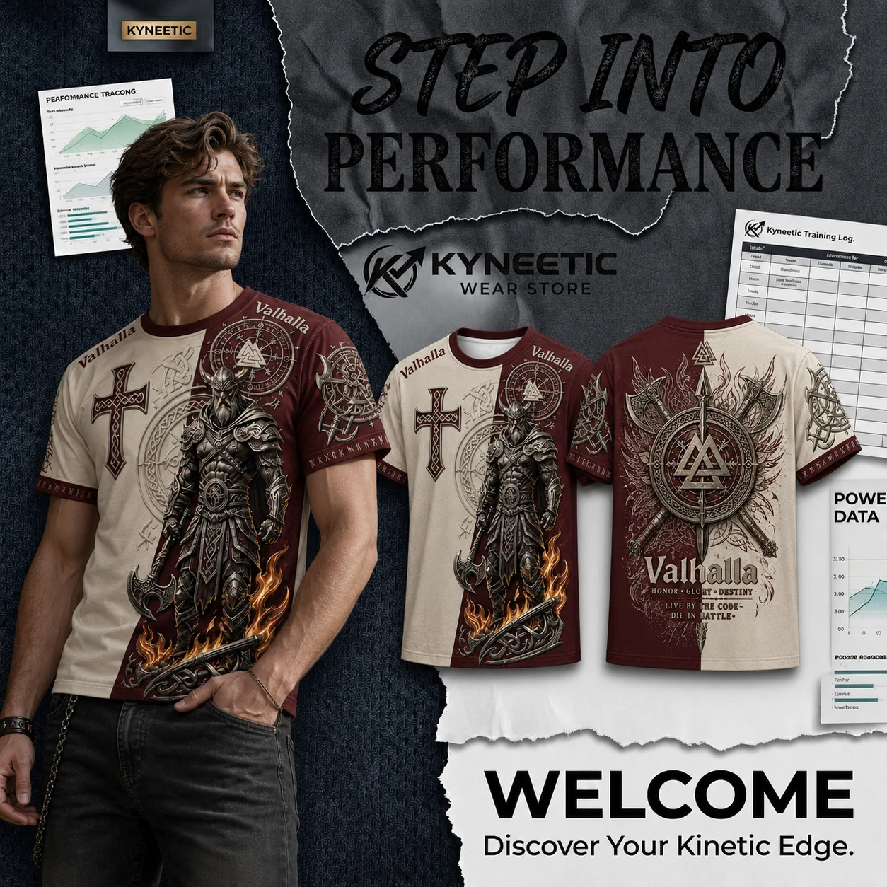 Viking Odin Mythology Runes 3D Print Round Neck Tee Parent-Child Halloween Cosplay Vintage Harajuku Casual Crewneck T-Shirt Tops