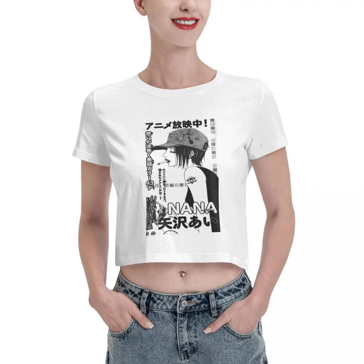 

Manga Nana Osaki Leak navel T-shirt, Womens Summer Cotton Tee Fashion Crew Neck Short Sleeve T Shirts