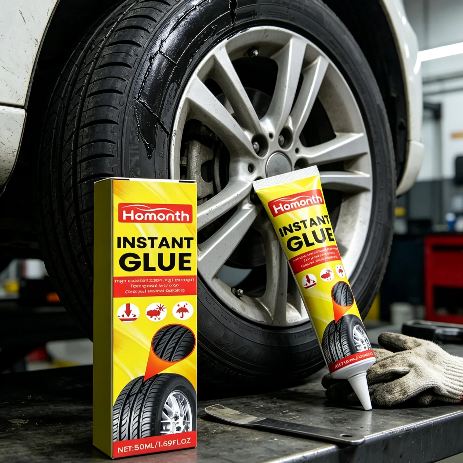 Tire Repair Glue Quick-Dry Waterproof Fills Crack Gap Sidewall Puncture Strong Bonding Rubber Tire Maintenance Sealing Adhesive