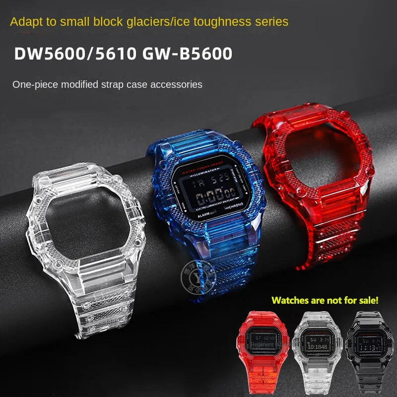 For Casio Watch bezel DW-5600 GW-B5600 GW-M5610 mod Kit   transparent Silicon strap Case DW5600 transparent Watch set Gift tools