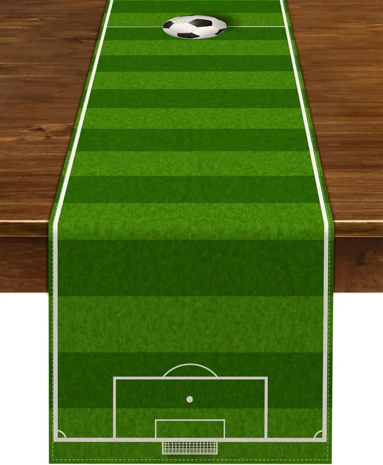 Soccer Sports Polyester Table Runner Holiday Party Decor Washable Football Field Kitchen Dining Table Runner for Birthday