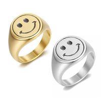 Fashion Smile Face Rings Unisex Stainless Steel Hiphop Jewelry Emotional Couple Finger Ring Metal Accessories