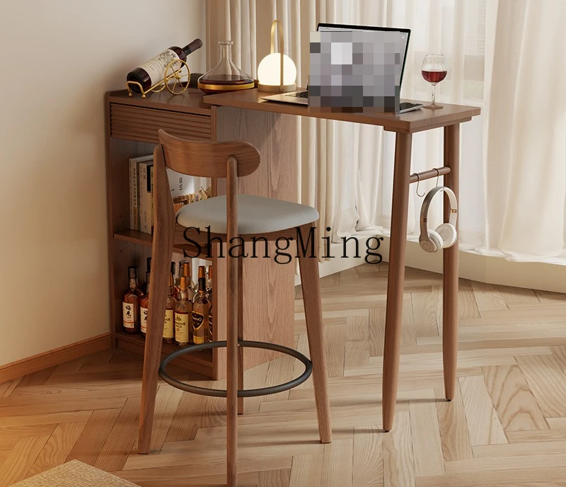 

FG solid wood table retractable small apartment extremely narrow light luxury open living room high balcony leisure