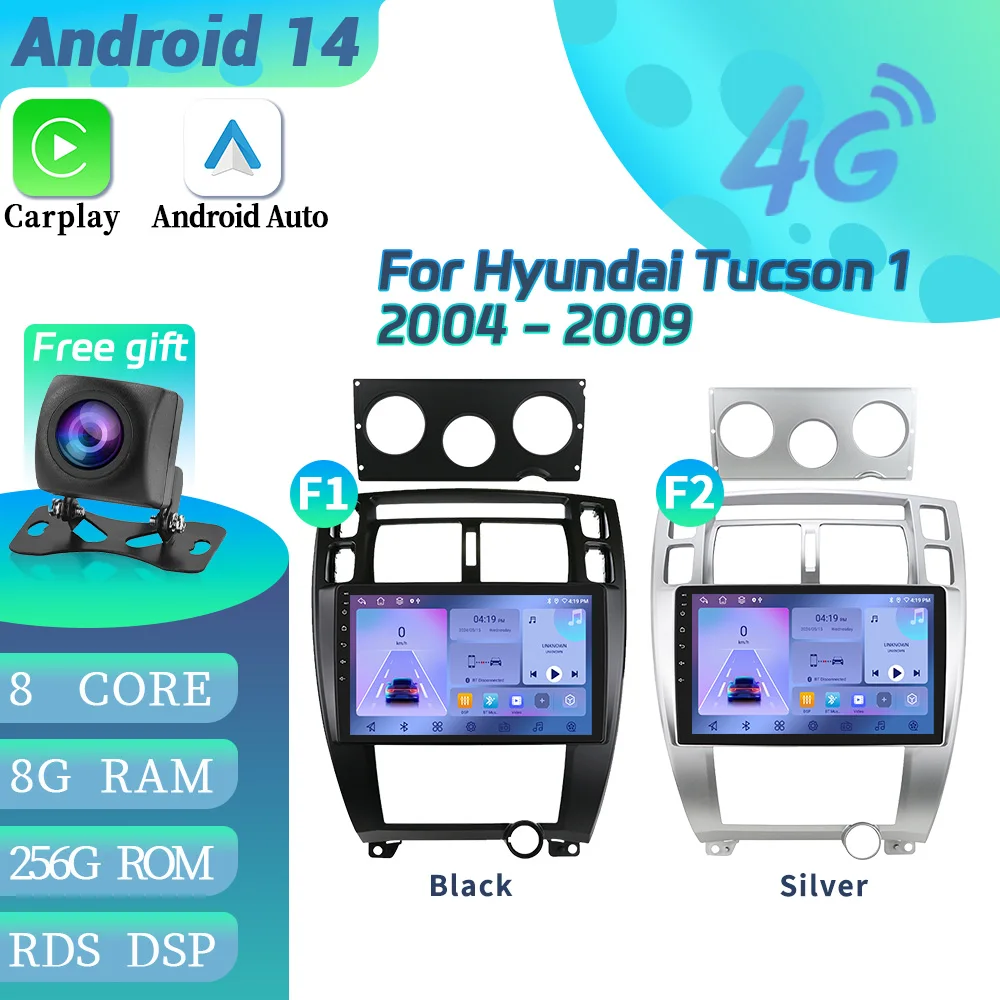 

For Hyundai Tucson 1 2004-2009 Car Radio Multimedia Navigation Wireless CarPlay 4G GPS Android 14 Multimedia Touch Screen Stereo