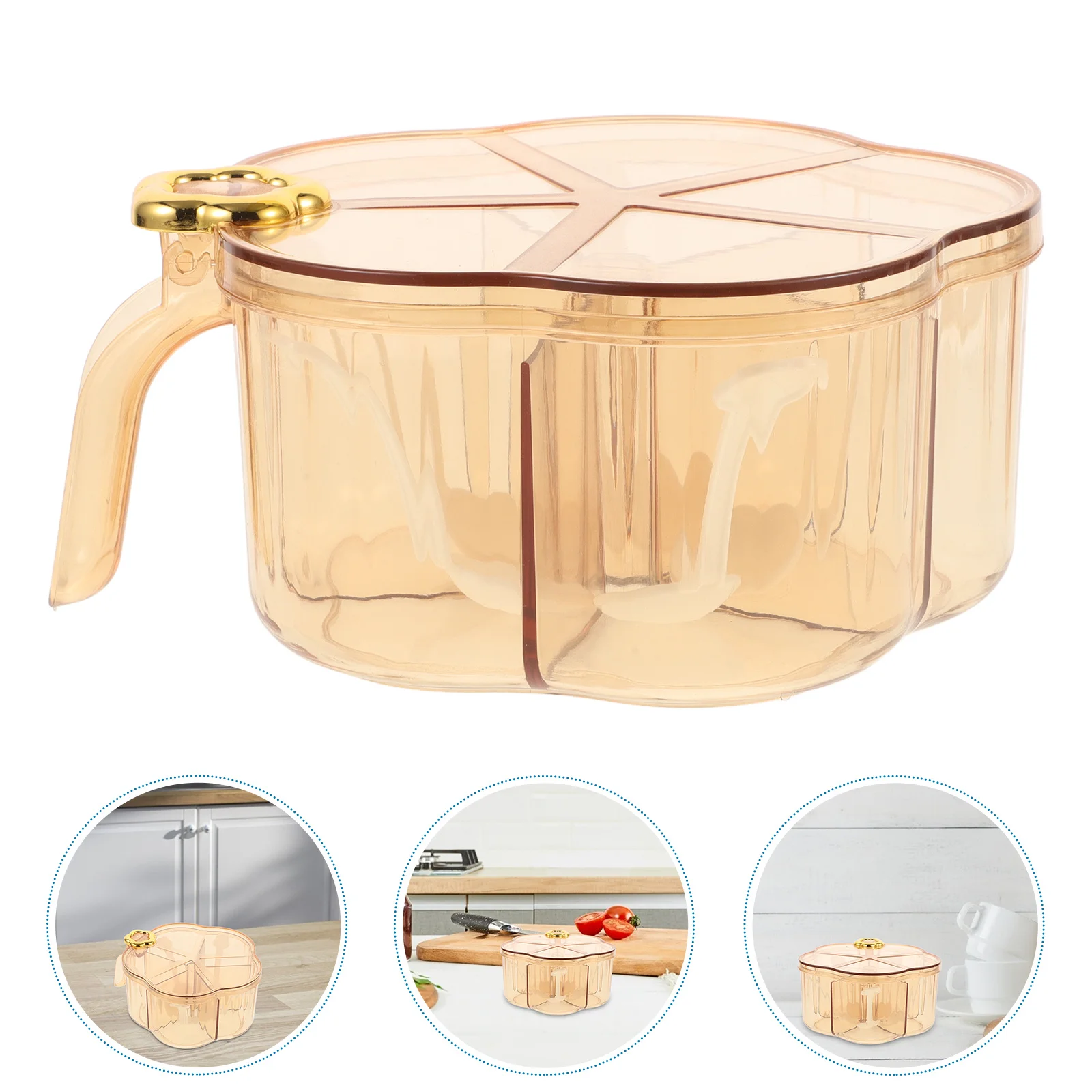 مجموعة صناديق توابل بخمسة أقسام، غطاء شفاف، منظم توابل مقاوم للرطوبة، حاوية بهار المطبخ، صندوق ماسالا قابل لإعادة الاستخدام