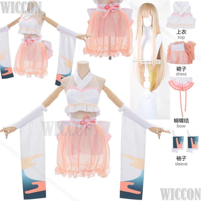 

Swimsuit Kaguya Cosmic Princess Kaguya! Anime Cosplay Pink Beachwear Woman Dress Clothes Long Blonde Wig Prop Halloween Party