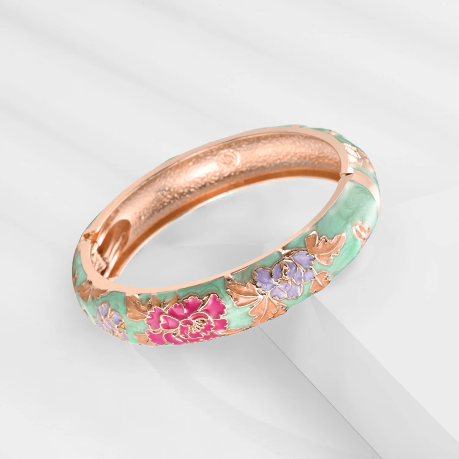 1/6 PCS Enamel Bangle On Hand Trendy Women\'s Bracelet Green Cloisonne Bracelet For Women India African Jewelry Hawaiian Bohemian
