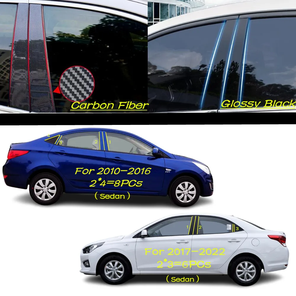 

Car PC Material Pillar Post Cover Door Trim Window Molding Sticker Plate Accessories For Hyundai Verna Sedan 2010 2011 2012-2022