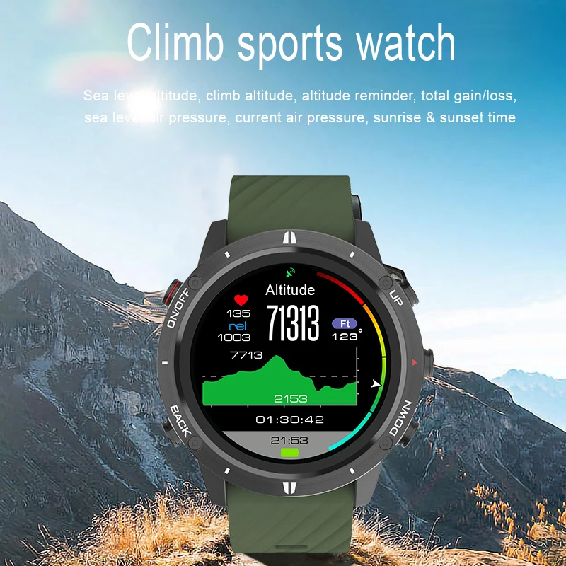 Orologio sportivo Bluetooth Touch Outdoor Running ciclismo immersioni pesca Triathlon frequenza cardiaca bussola impermeabile Tracker Data Store