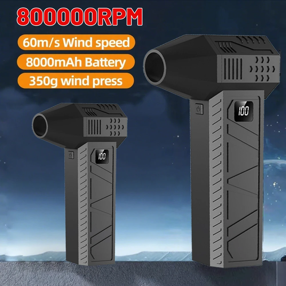 

Портативный ручной вентилятор Сильный ветер 100 передач Скорость ветра Светодиодный цифровой дисплей Регулируемый турбо Портативный уличный ручной вентилятор 8000 мАч