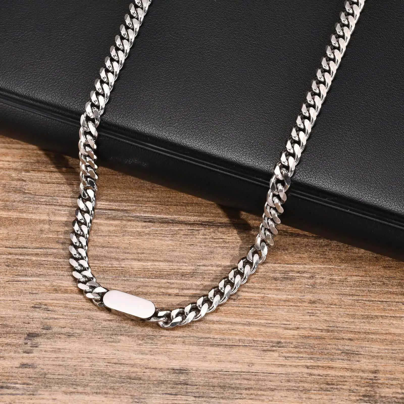 Mens Choker Necklace,Stainless Steel Cuban Link Chain Collar,Trendy Casual Hip Hop Jewelry Gifts for Boys