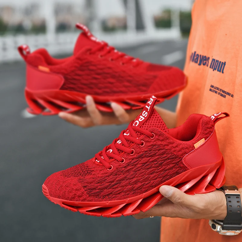 

Fashion Men Outdoor Running Tenis Masculino Thick Soled Vulcanized Shoes Breathable Trendy Red High-quality Sport Training Shoes