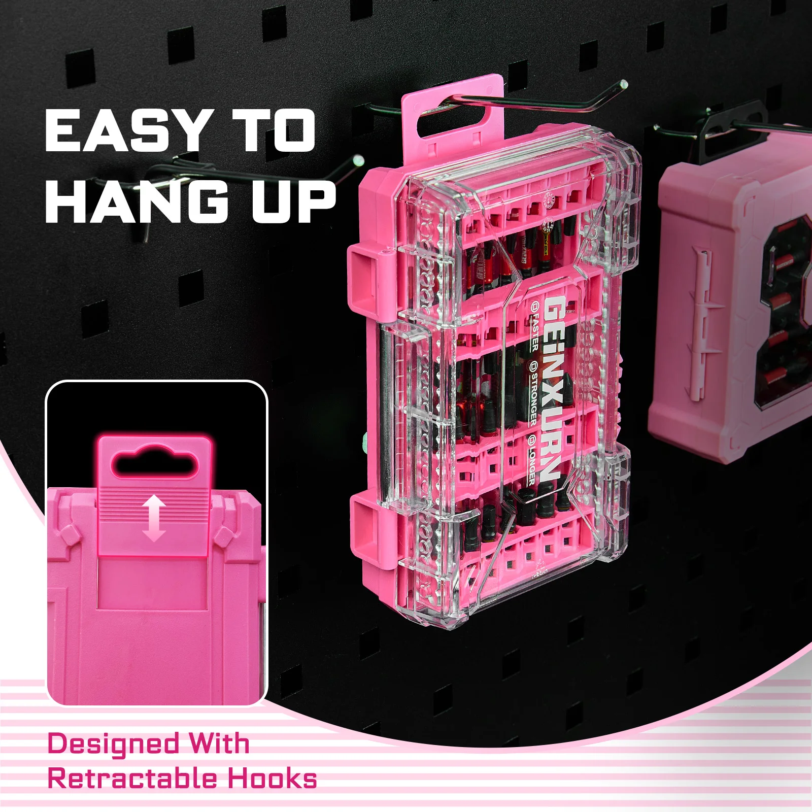 مجموعة لقم مفك براغي Geinxurn مكونة من 47 قطعة، فولاذ S2 مغناطيسي 1 بوصة/2 بوصة PH/SQ/Torx/HEX/SL وحامل لقم صدمات مع صندوق وردي C #6