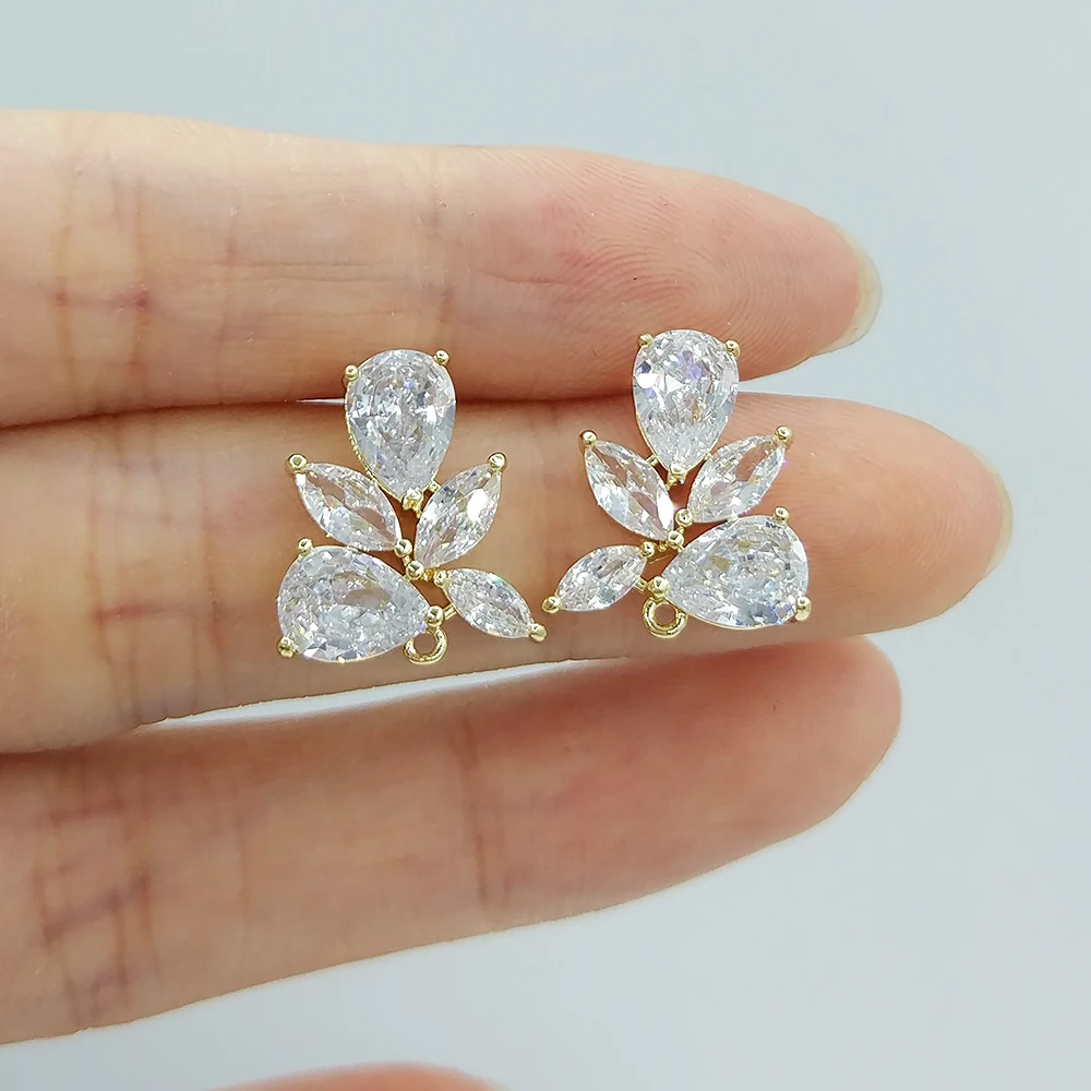 ZAKOL Fashion Water Drop Cubic Zirconia Earrings Fittings For Women DIY Jewelry Crystal Bridal Wedding Accessories EP091A