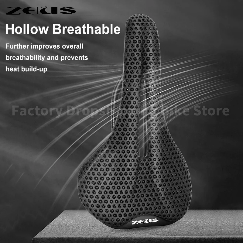 Bicycle 3D Printed Saddle Ultralight Nylon / Carbon Fiber Bottom Case Mountain Road Bike Hollow Breathable Saddle Cycling Seat