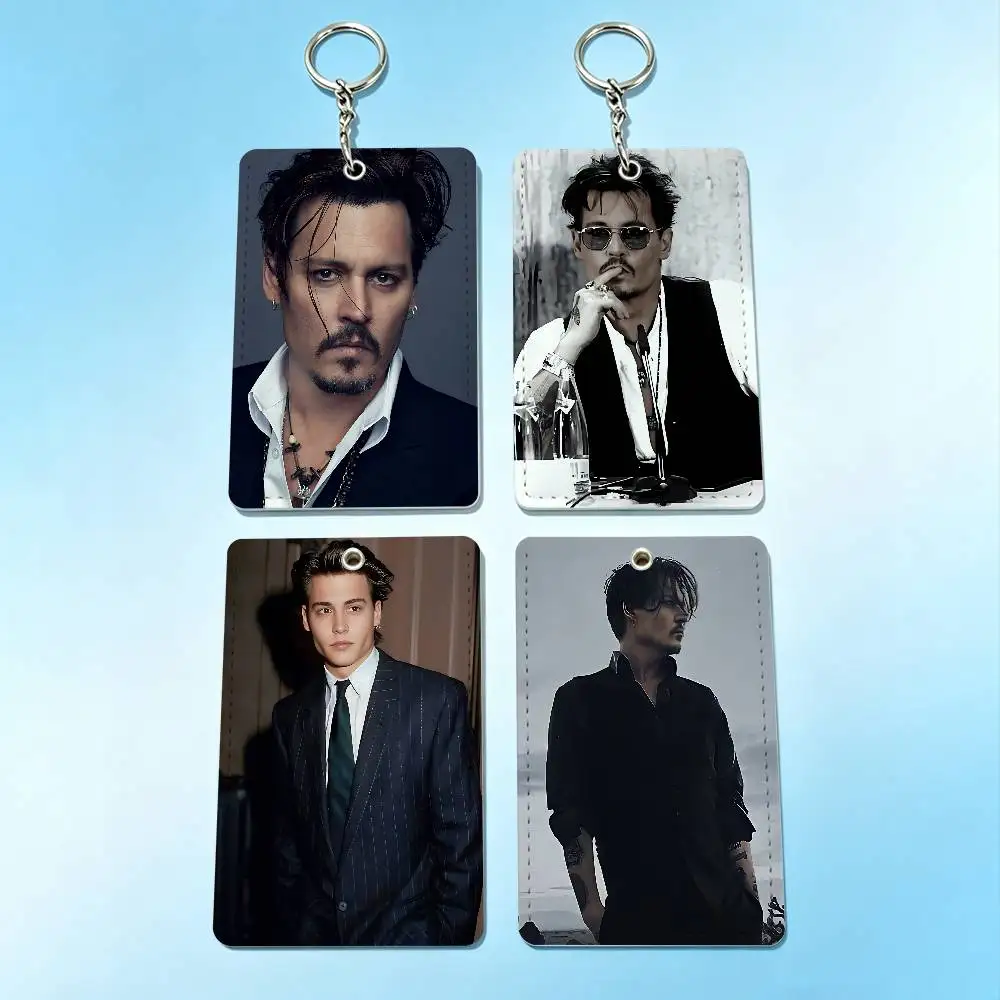 

Famous J-Johnny Actor Depp Badge Holder Keychain For Bank Business Work Card Holder Student Card Protective Case Bus Card