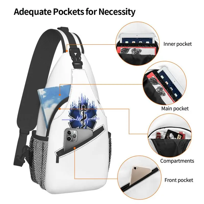 Cool Star Of Life Sling Bag for Cycling Camping Men Emt Paramedic Medical Chest Crossbody Backpack Shoulder Daypack