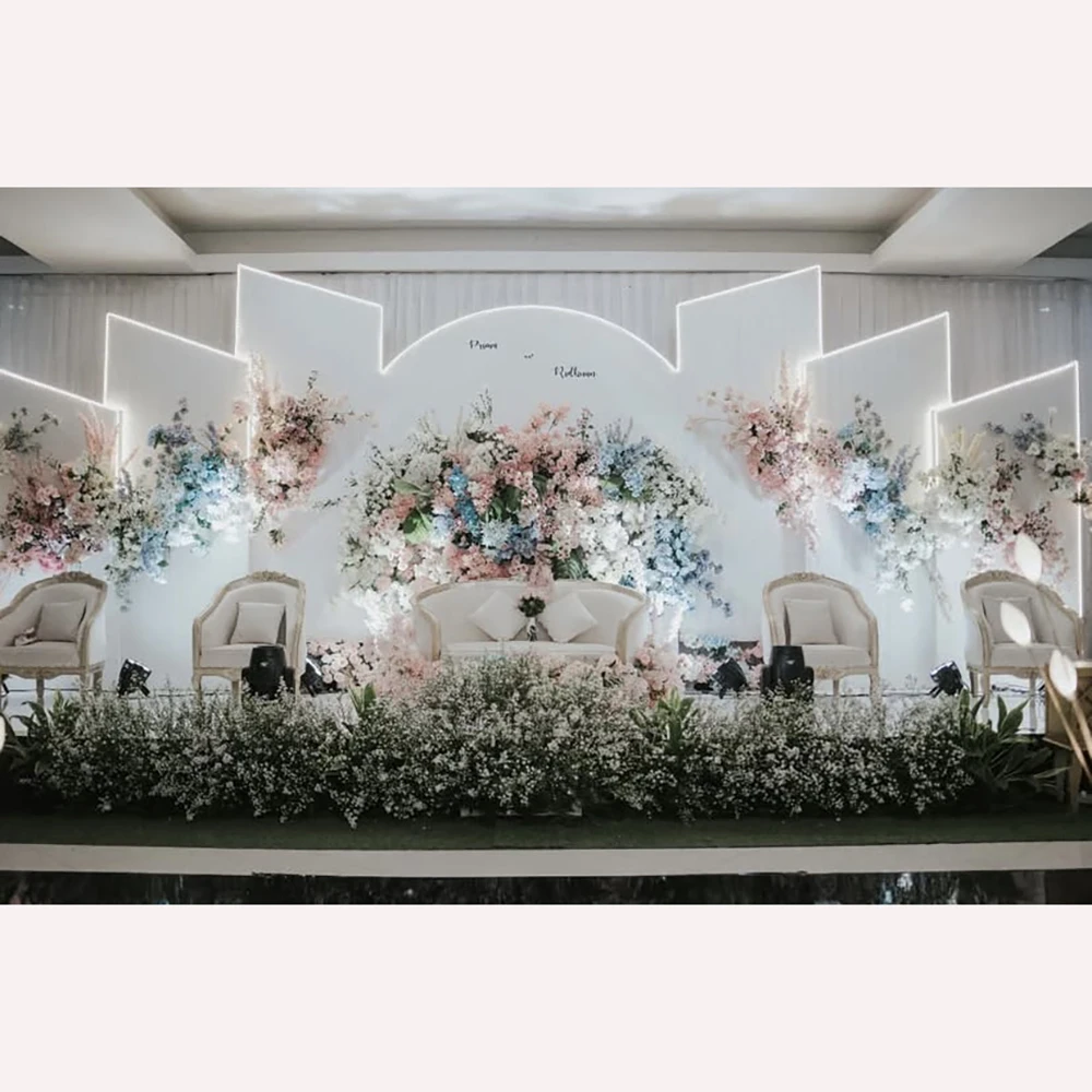 FSDKX Wholesale Cheap Wedding Supplies Backdrop Custom Size Wedding Stage White Arch Backdrop