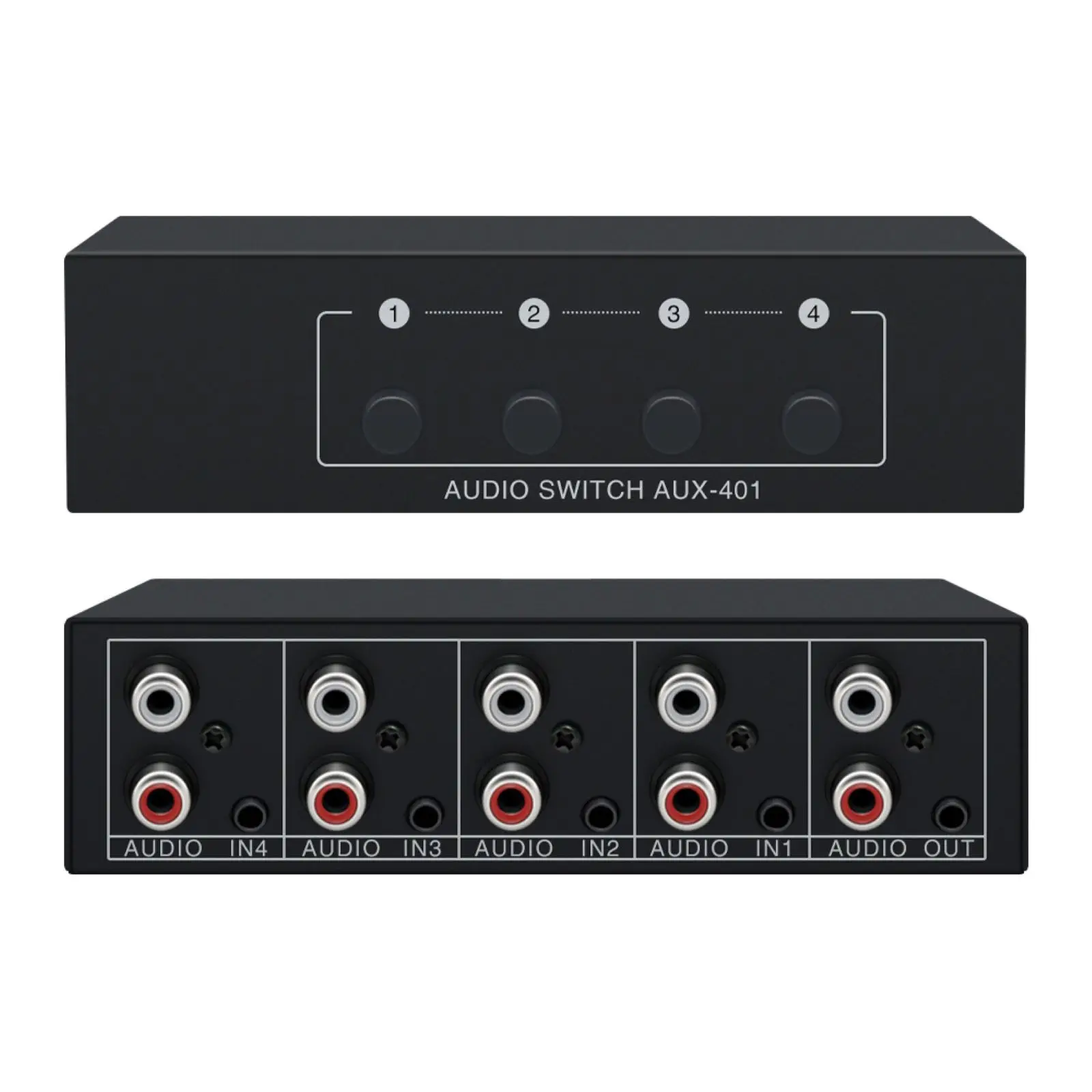 Audio Switcher 4 in 1 RCA AUX Stereo Audio Selector 4 inputs 1 Output Passive 3.5mm Aux L/R RCA Audio Switch Box Analog Sharer