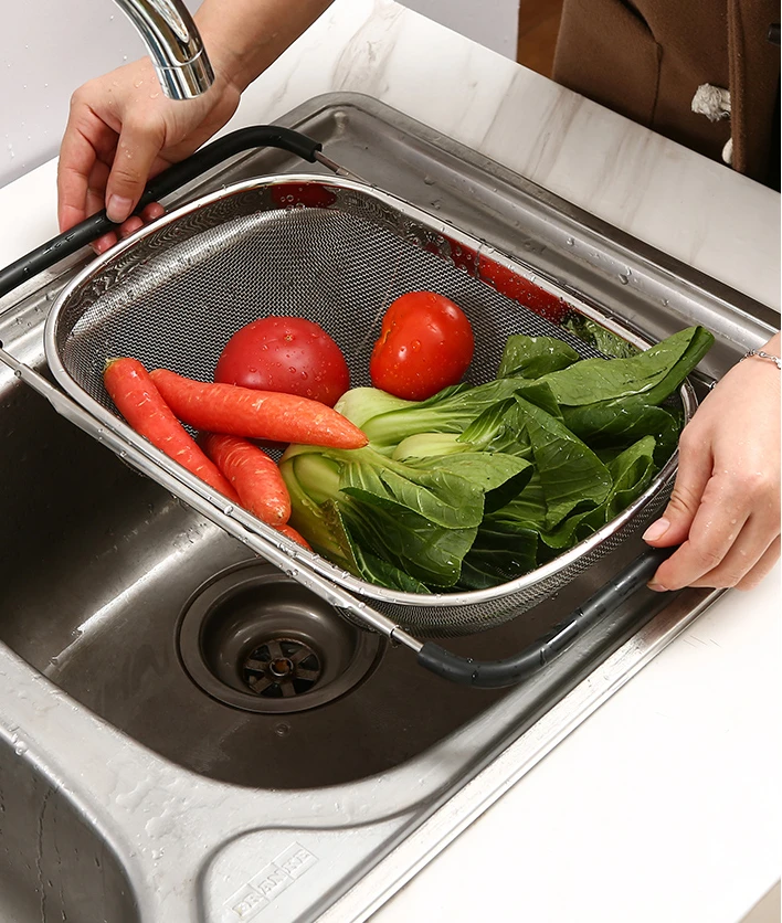 

Telescopic basket, kitchen sink, drain rack, household stainless steel vegetable washing