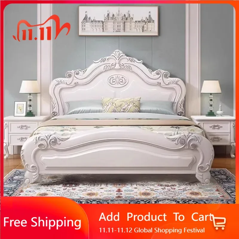 

Винтажная элитная кровать из массива дерева в американском стиле, свадебный светильник, роскошный дизайн, кровать для квартиры, красота, размер королевы, уникальная мебель