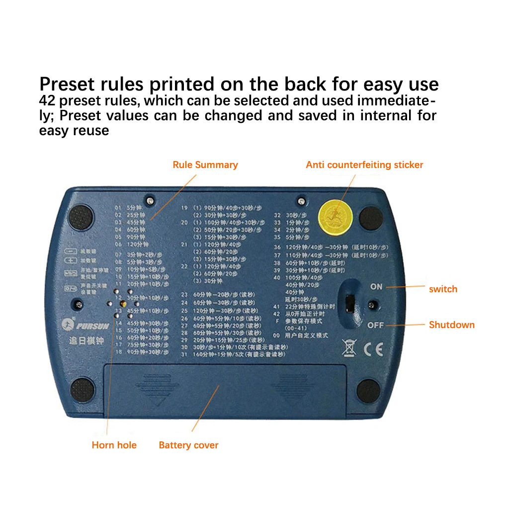 Digital Timer Stopwatch Count Clock Time Device Compact Size Accuracy LCD Screen Adjustable Clear Display Chess Supplies