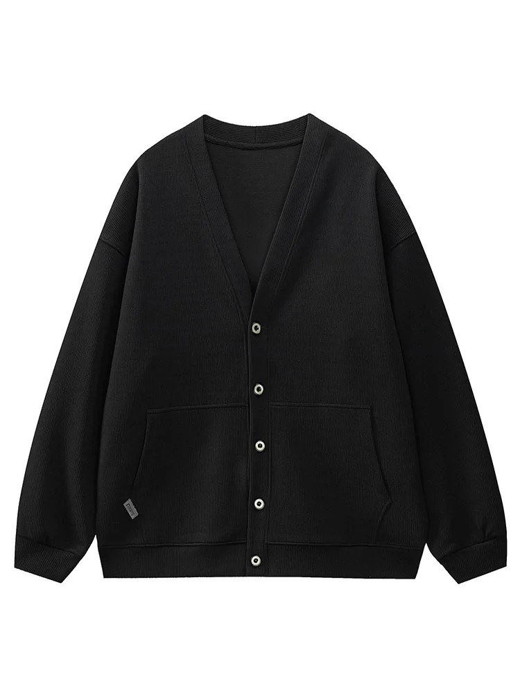 

Мужской вязаный кардиган оверсайз с V-образным вырезом, осенне-зимний, для полных мужчин, повседневный, деловой стиль