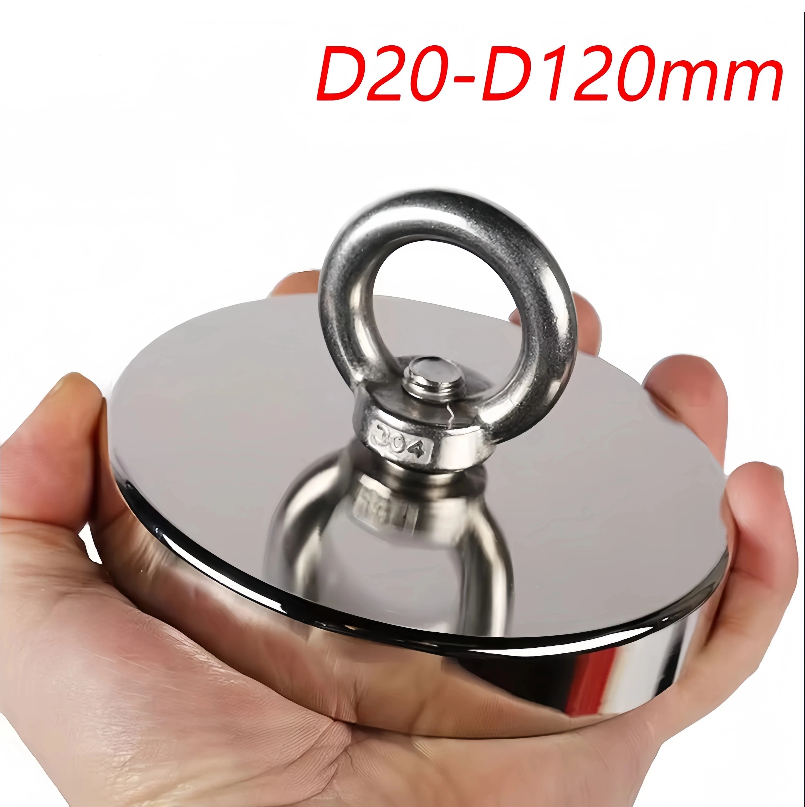 

D20-D120mm Super Strong Neodymium Fishing Magnet N52 Salvage Magnetic Heavy Duty Rare Earth Magnet with Countersunk Hole Eyebolt