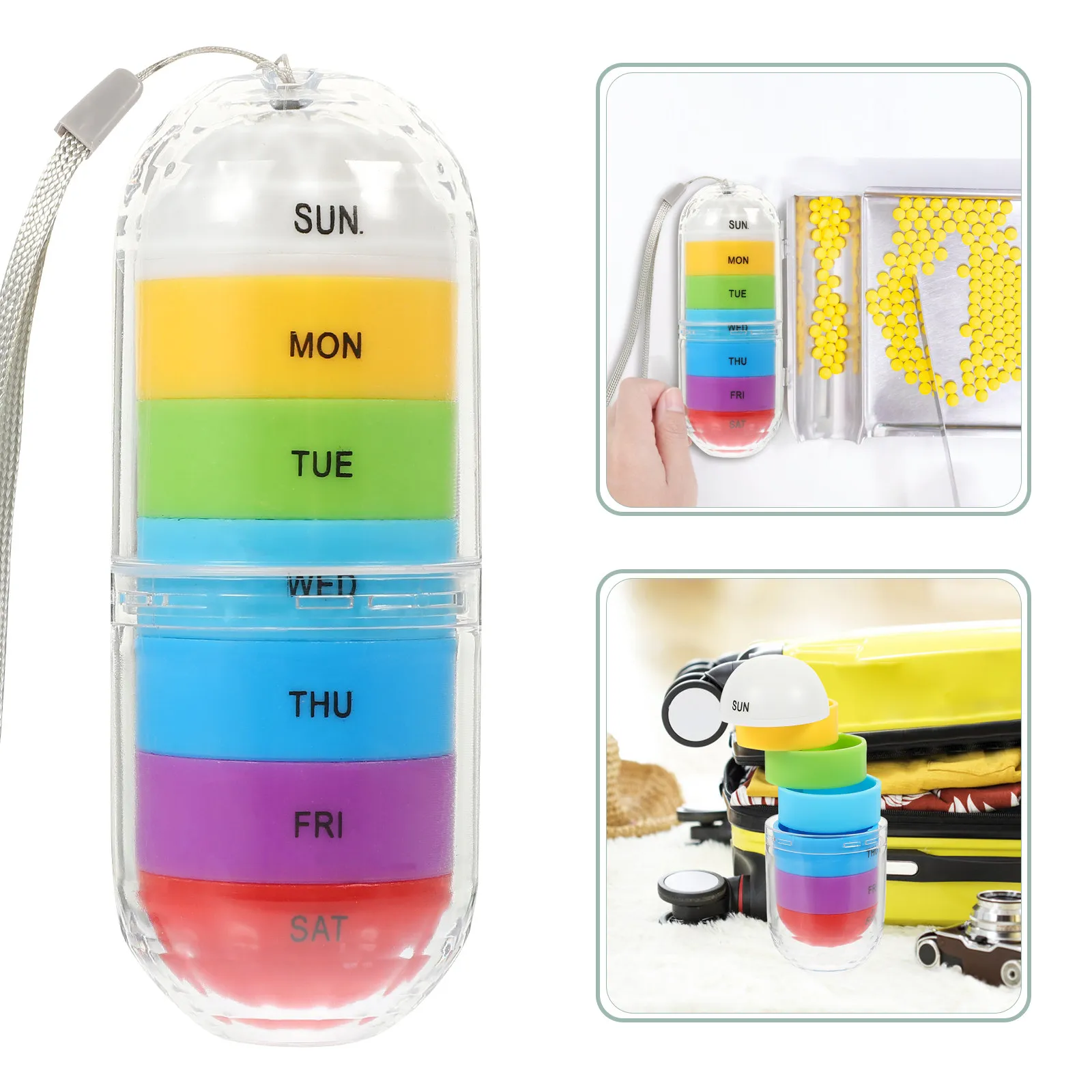 

Portable Pill Case Compact Weekly Medicine Organizer Dust-Proof Moisture-Resistant Pills Box For Daily Use Elderly Home