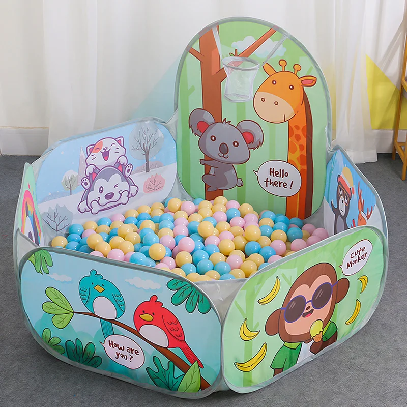 Fencing Children's Indoor Toy Pool with Shooting Hexagonal Design Cartoon Print