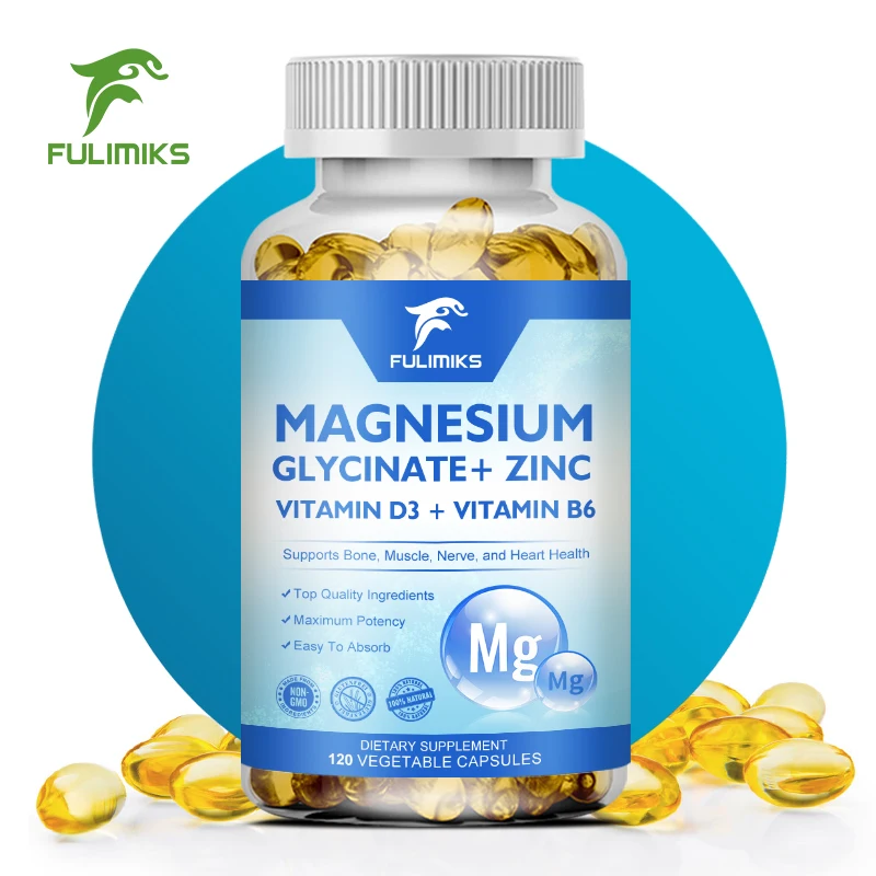 Magnesium Zinc & Vitamin D3 Capsules Supports Muscle, Joint, and Heart Health Maximum Absorption Magnesium Glycinate Supplement