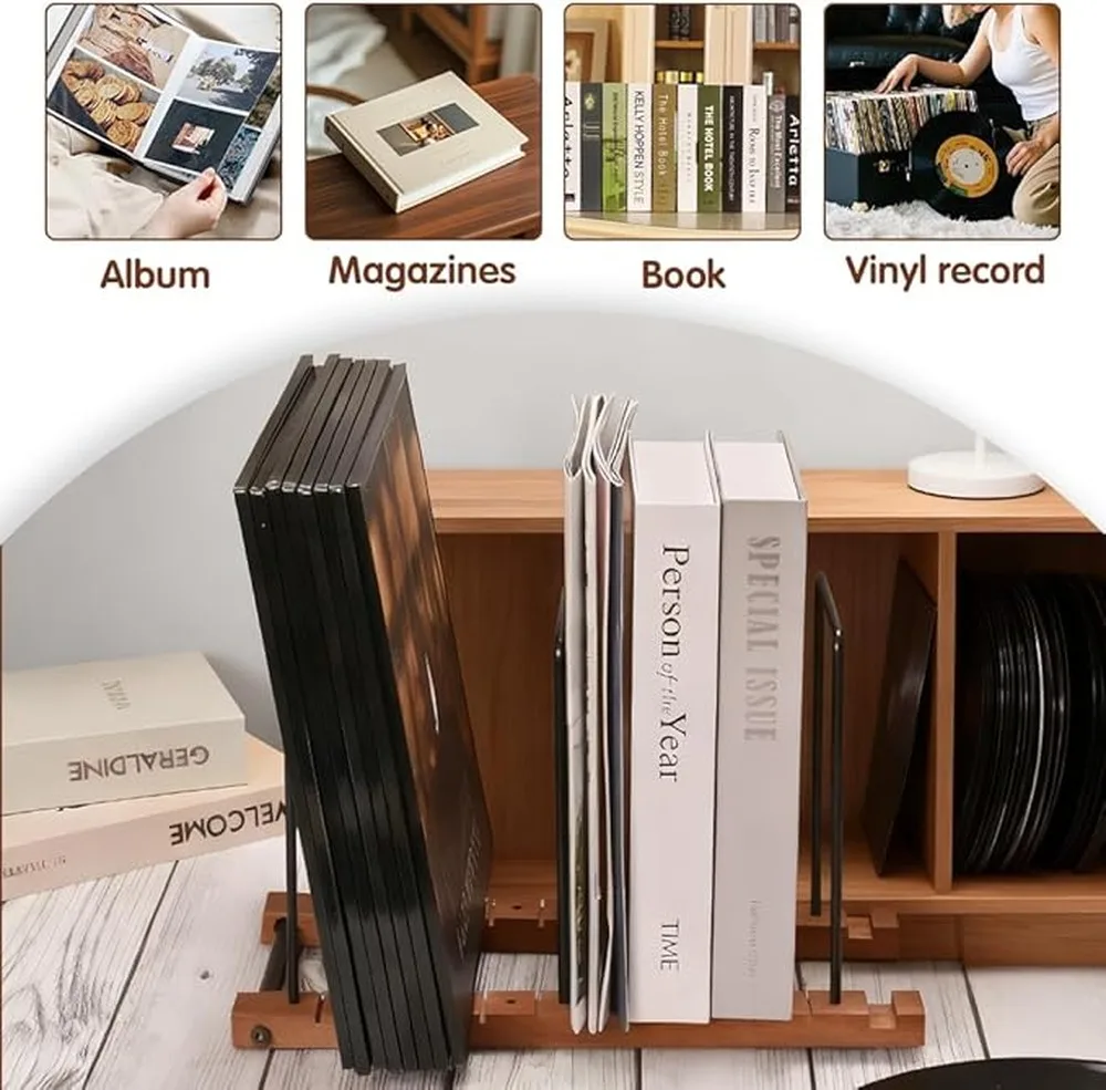 Stylish Vinyl Record Storage Holder Offers Open Display And Organizing LPs And Albums Record Holder