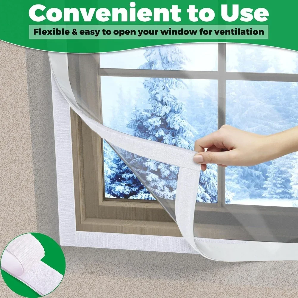 1PC For WINDOWS Transparent Curtains 120*160cm/130*160cm/140*160cm Winter Window Insulation PE Curtains Attic Insulation Cover
