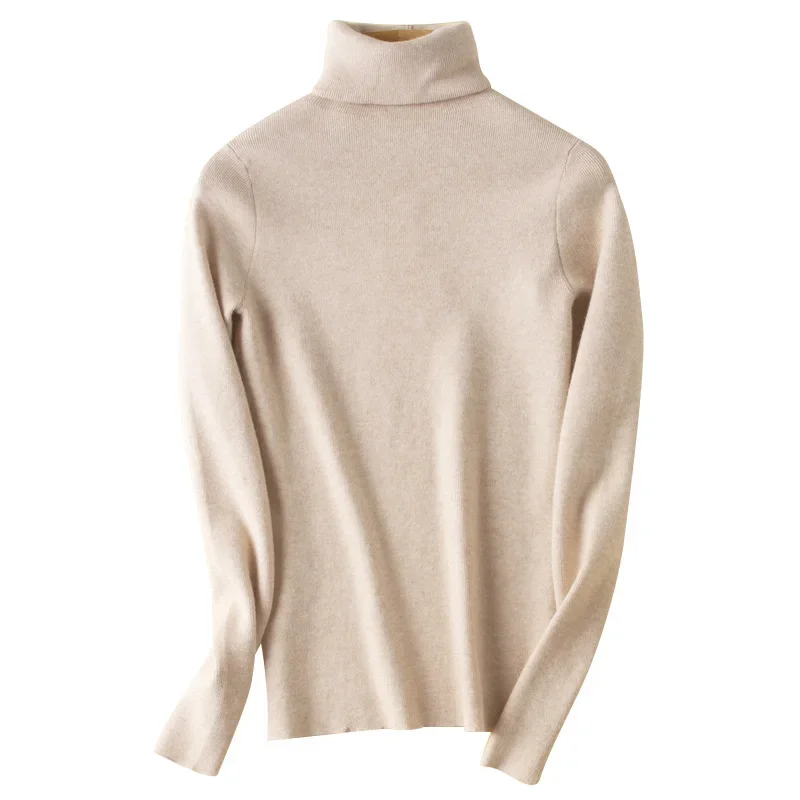 Coreano casual sólido camisa de fundo camisola feminina outono inverno gola alta quente malhas pullovers moda magro marrom camisola