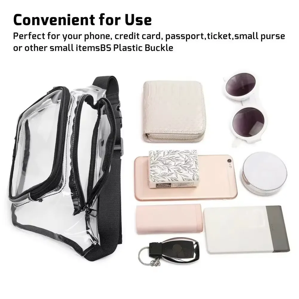 Bolso Bandolera Transparente de PVC, Aprobado para Estadios, Riñonera para Mujeres y Hombres, Estilo Casual para Festivales y Deportes