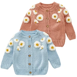 Neonate ricama Cardigan cappotto abbigliamento primavera autunno neonate manica lunga stampa cappotto in maglia bambini bambini ragazze cappotti