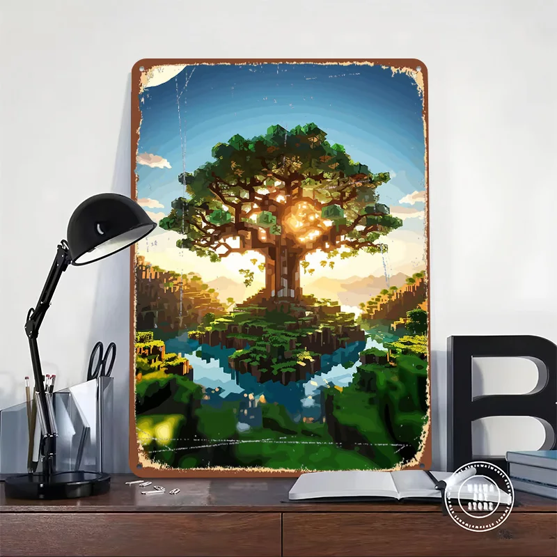 Mine Game Tin Plaque Poster Customized Wall Art Retro Vintage Metal Signs for Room Bedroom Decoration Gaming Home Decorations