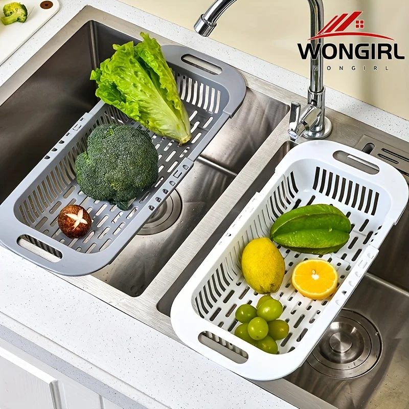 

Expandable Sink Colander - Adjustable Height, Rust-Resistant & Space-Saving for Easy Draining & Washing.