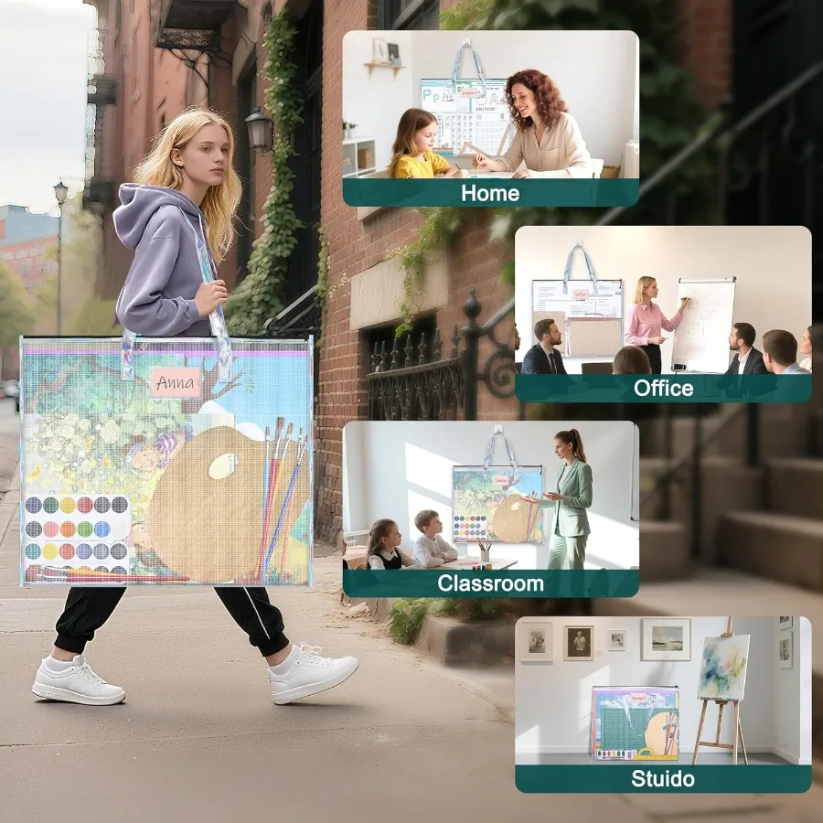 แฟ้มใส่ผลงานศิลปะ ขนาด 19x25 นิ้ว กันน้ำ พร้อมซิป หูหิ้ว และช่องใส่ป้ายชื่อแบบใส สำหรับจัดเก็บอย่างปลอดภัย