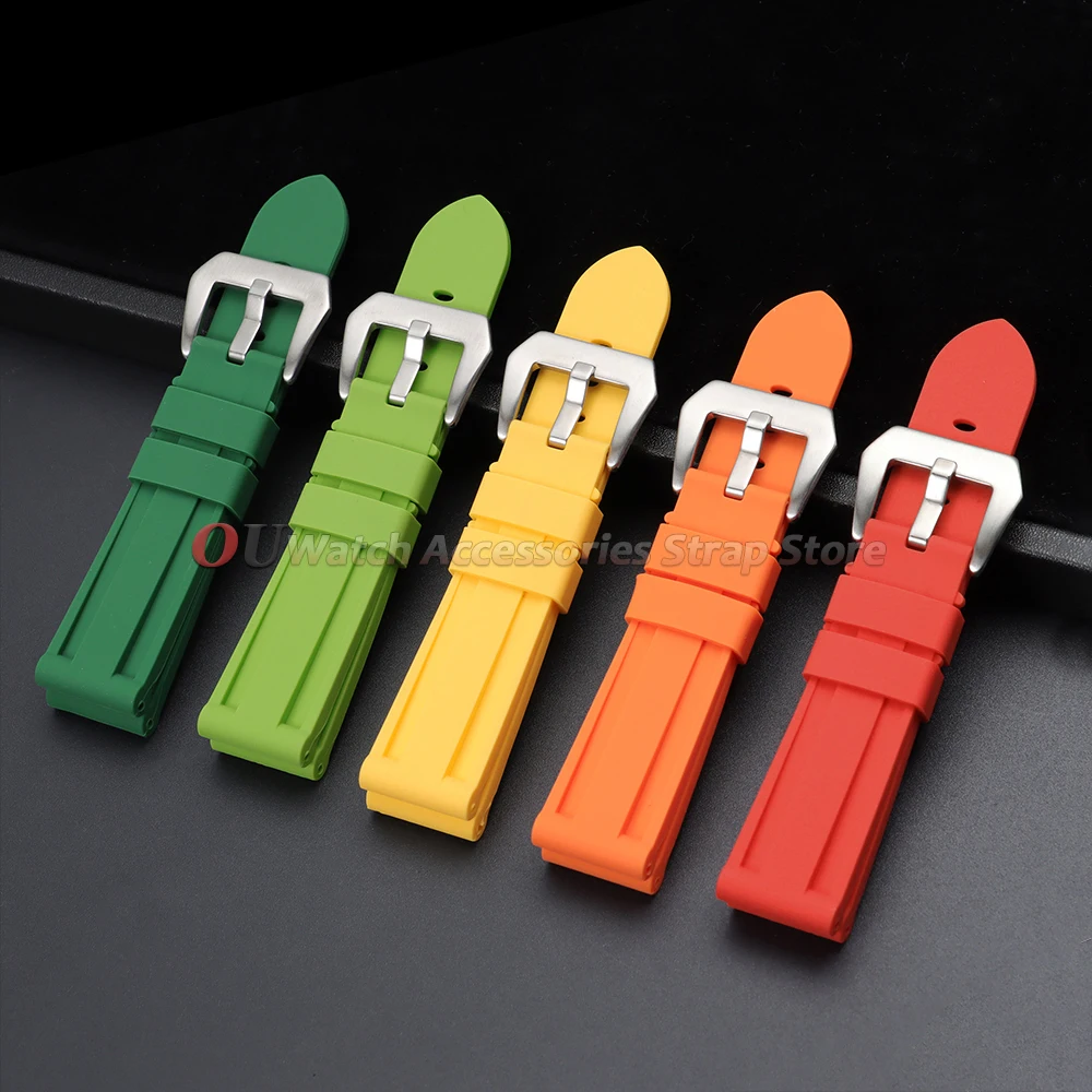 20mm 22mm Silicone Rubber Watch Strap 24mm 26mm for Panerai for Omega for Casio Sport Band Replacement Waterproof Men's Bracelet