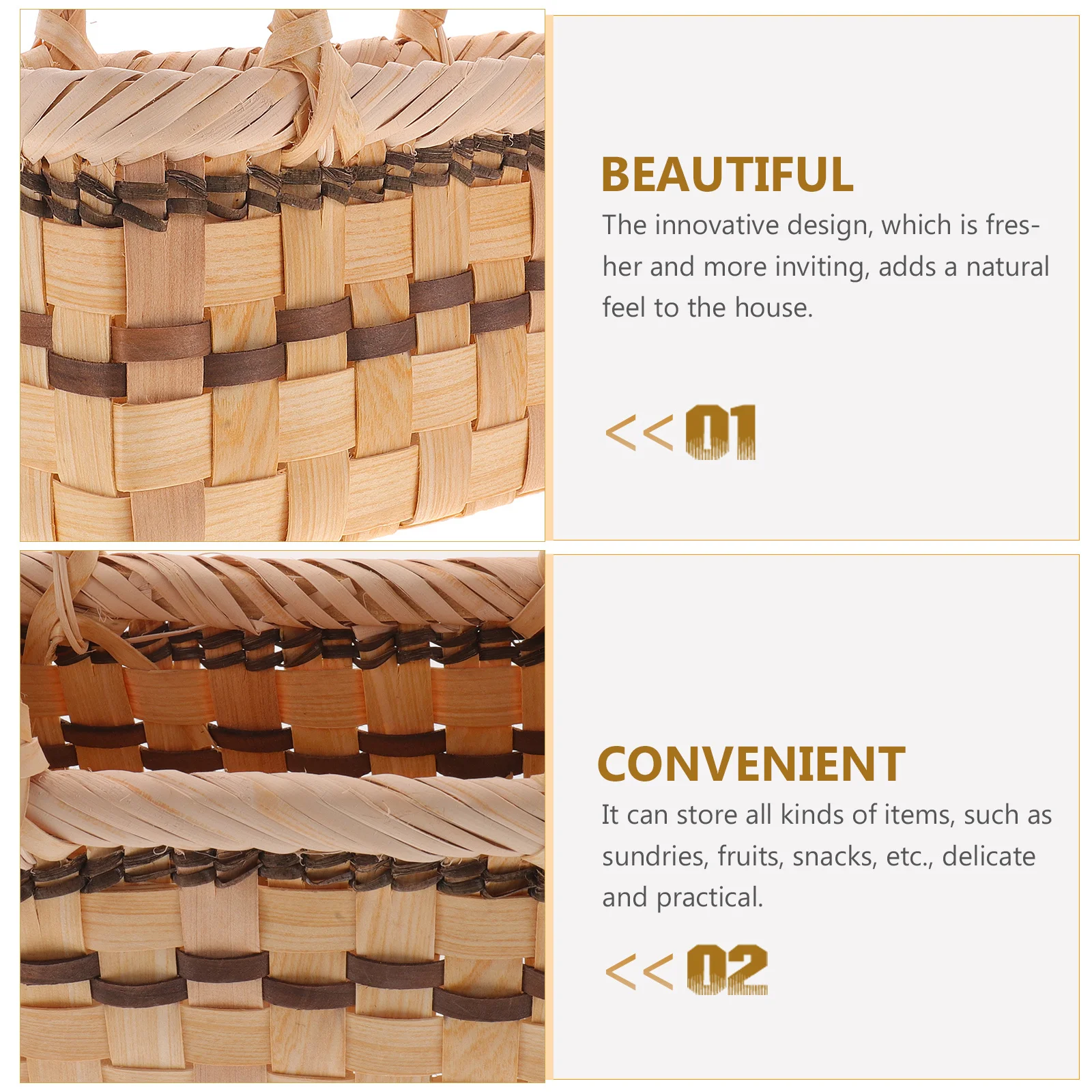 سلة نزهة محمولة سلة تخزين منسوجة للفواكه والوجبات الخفيفة الخبز زهرة جمع ريفي الروطان مقبض في الهواء الطلق داخلي