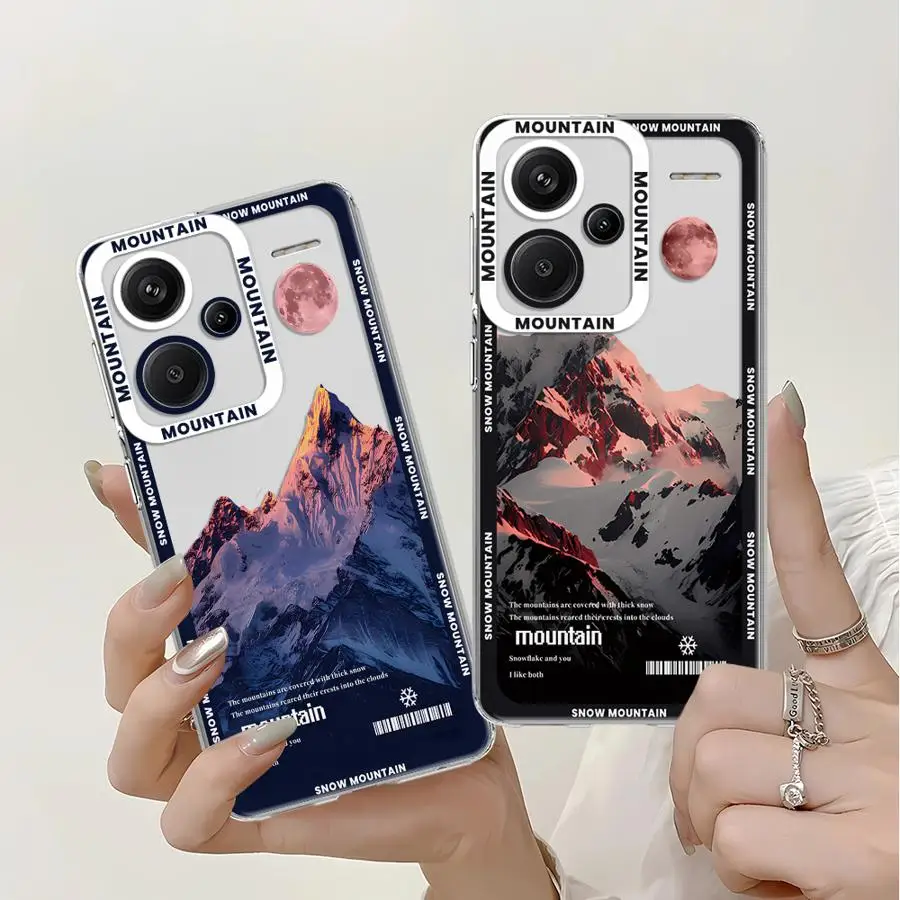 Pink Sunst Mountain Clear Soft Case for Xiaomi Mi 11 Lite 11T Pro Poco X3 Pro X3NFC Redmi 9A 10A 10C 12C 13C TPU Phone Cover